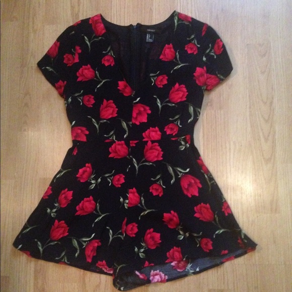 forever 21 black dress with red flowers